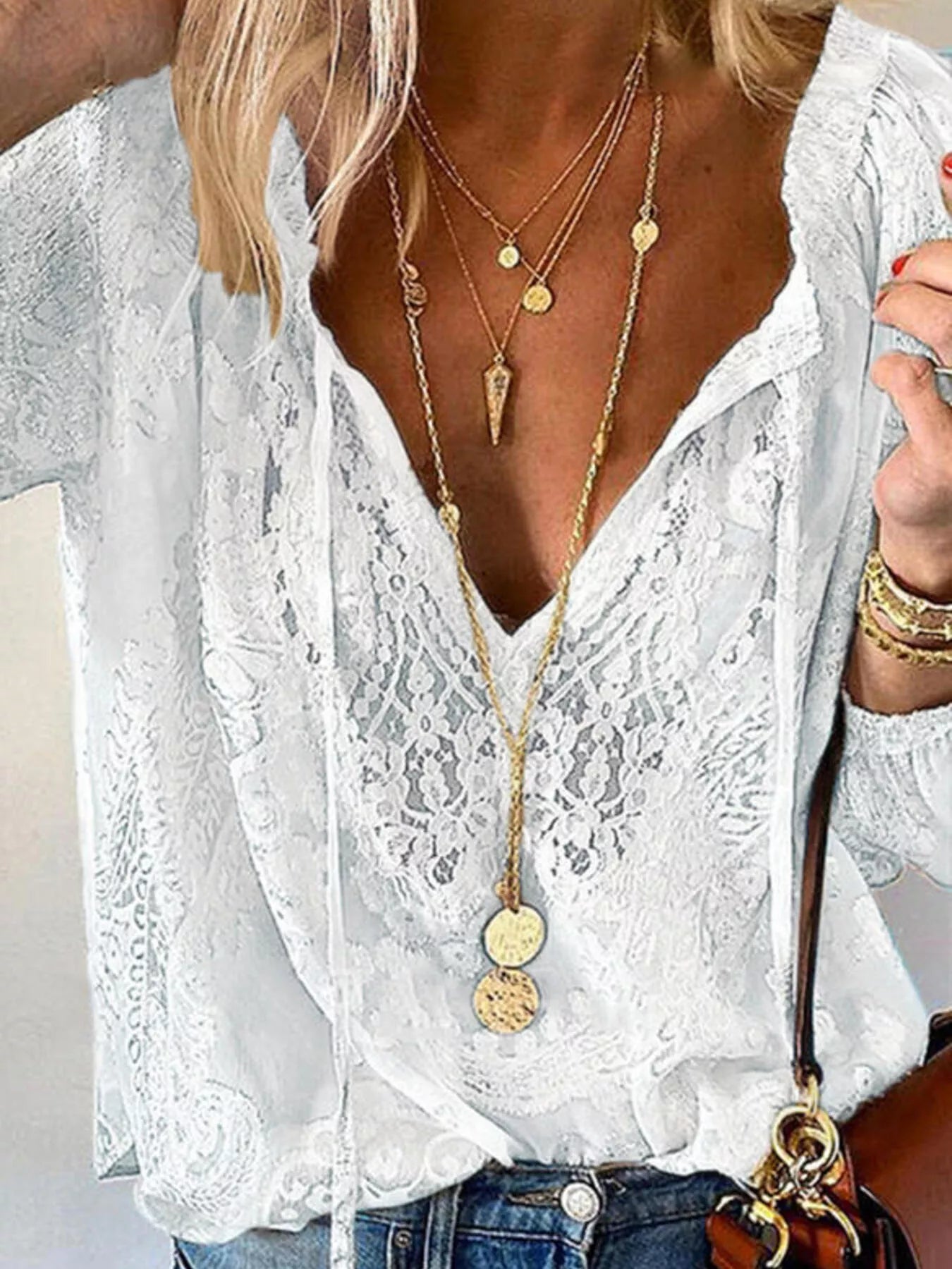 Lace Tie - Neck Blouse - Seedandsoulful