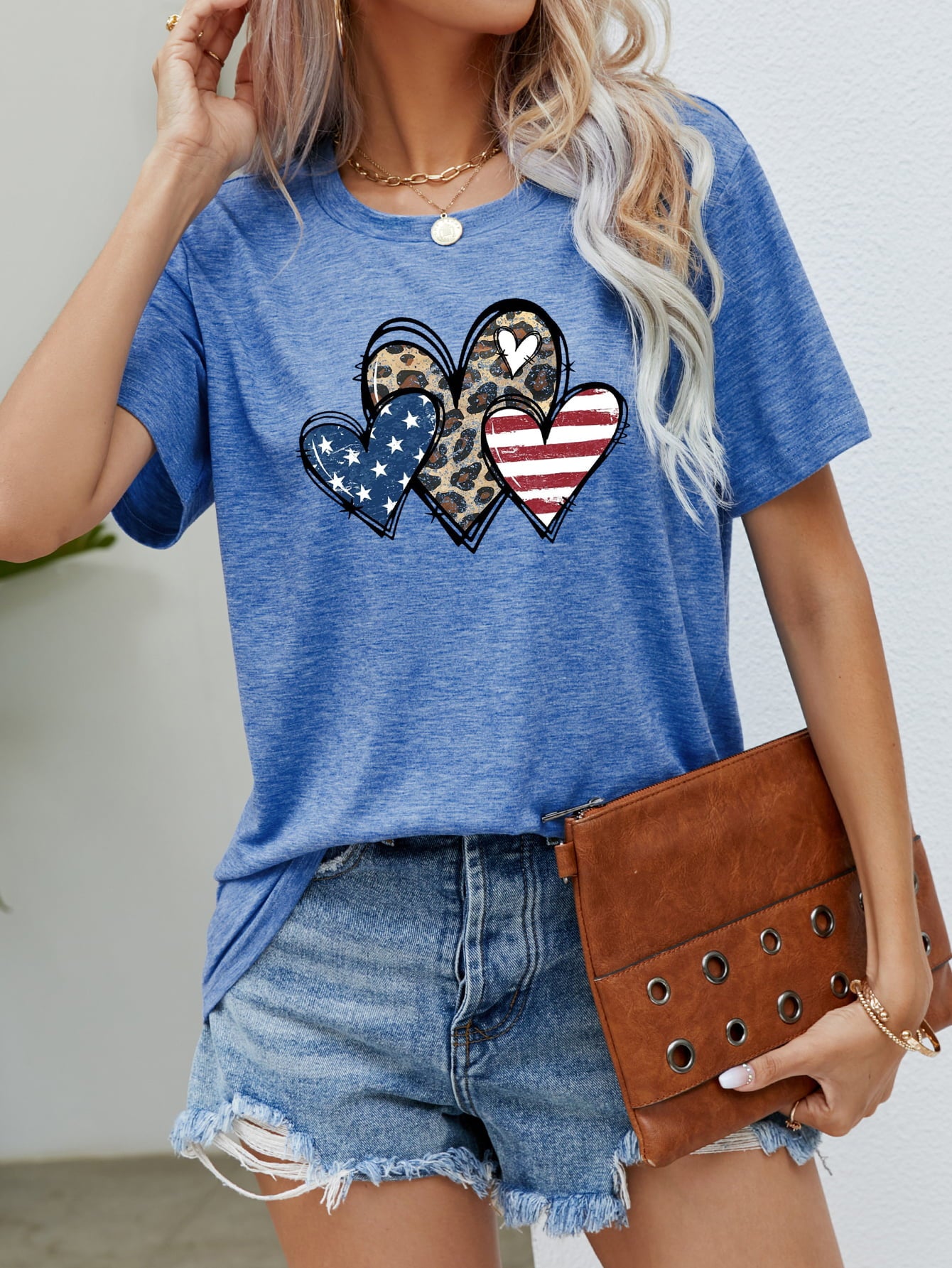 US Flag Leopard Heart Graphic Tee - Seedandsoulful