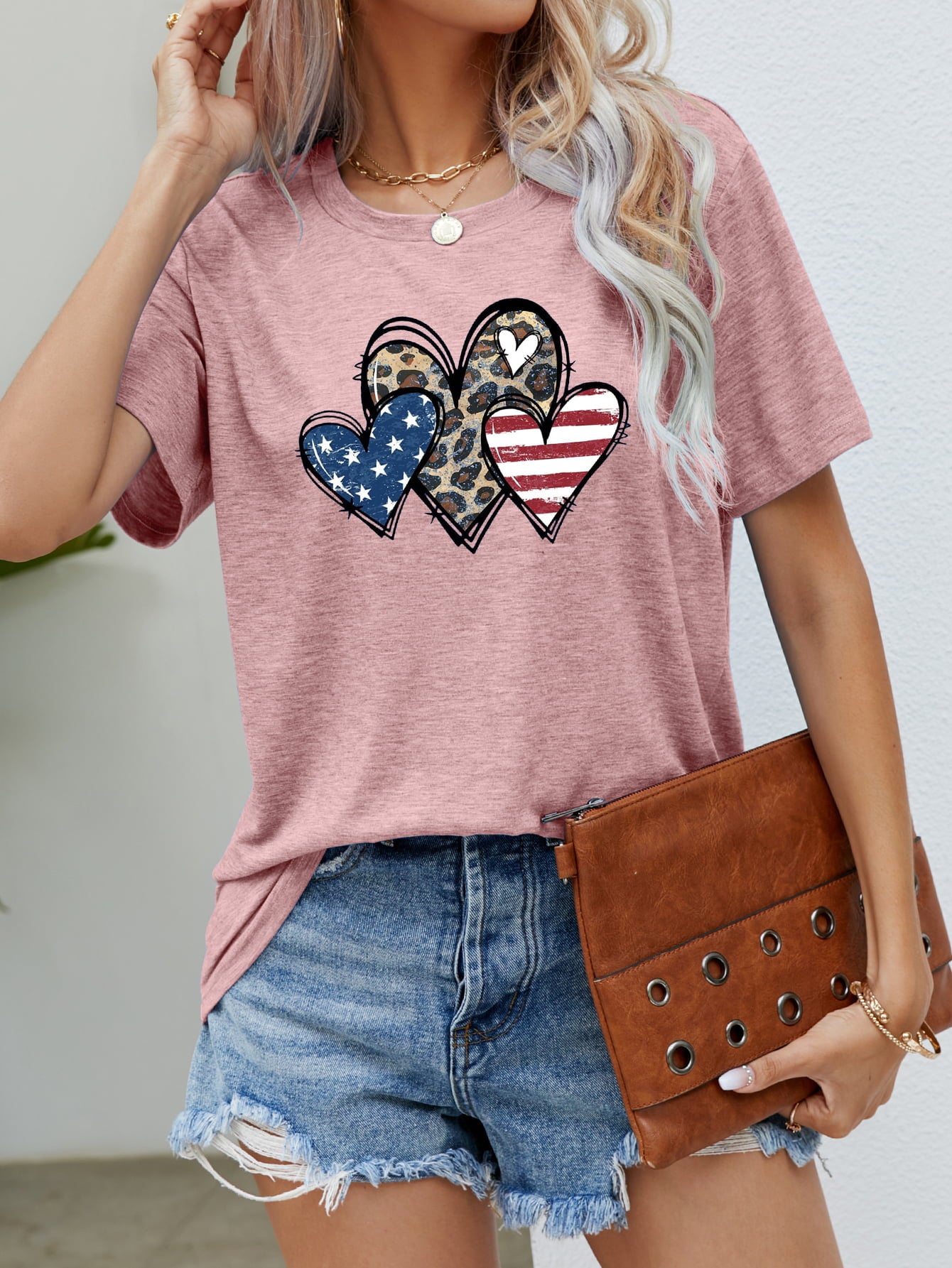 US Flag Leopard Heart Graphic Tee - Seedandsoulful