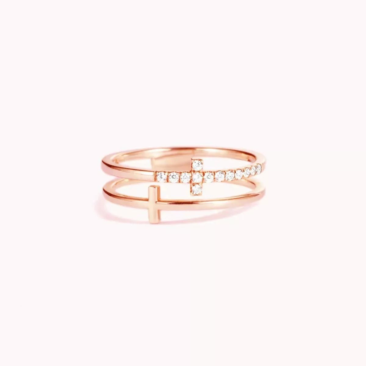 Double Band Cross Ring - Seedandsoulful