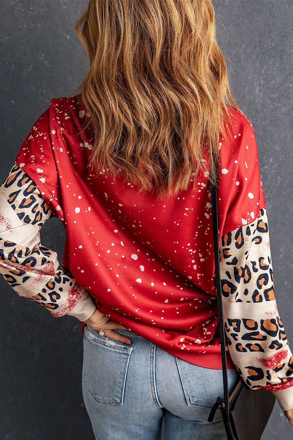Leopard Round Neck Dropped Shoulder Sweatshirt - Seedandsoulful
