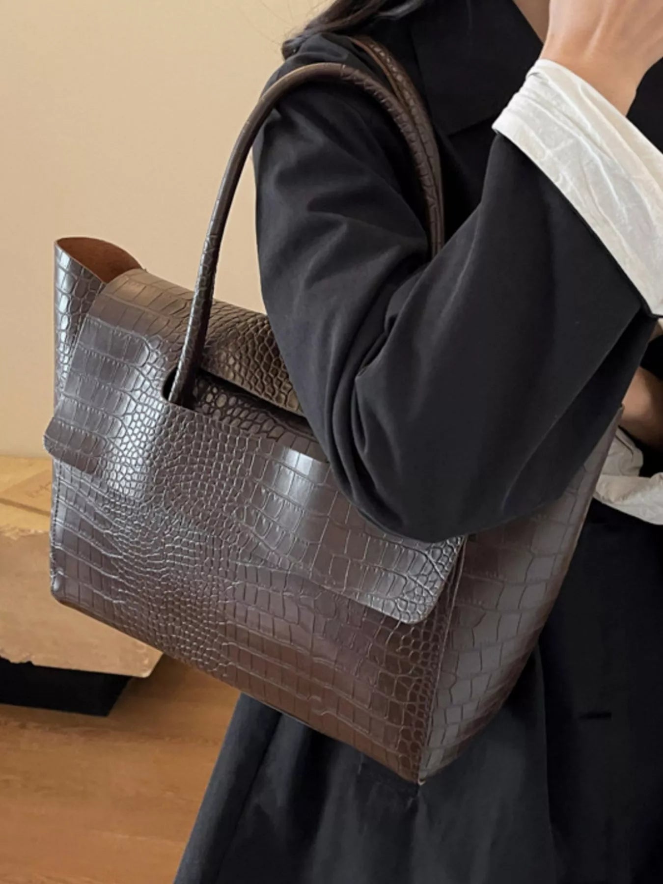 Crocodile Embossed Tote Bag - Seedandsoulful