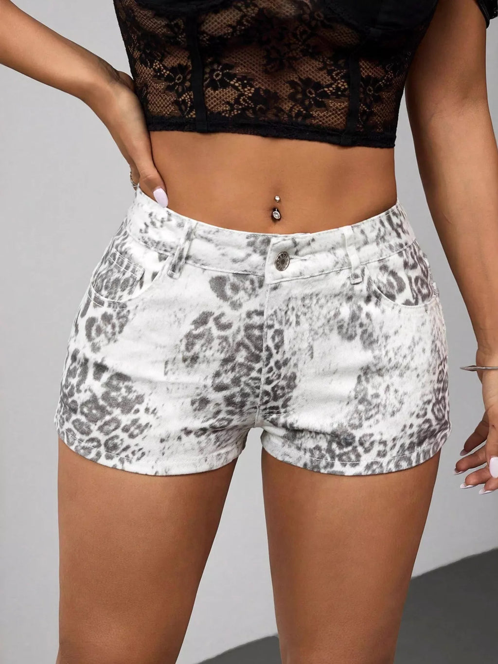 Leopard Print Denim Shorts - Seedandsoulful