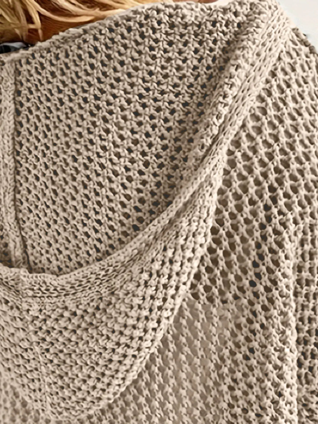 Openwork Long Sleeve Hooded Knit Cover Up - Seedandsoulful