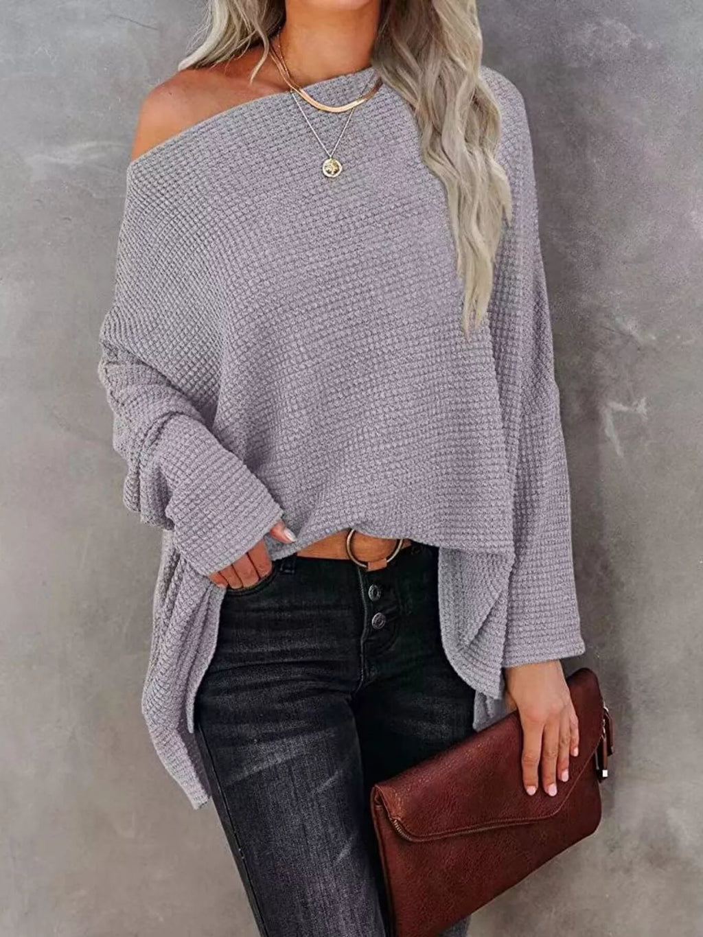 Waffle Knit Boat Neck T-Shirt - Seedandsoulful