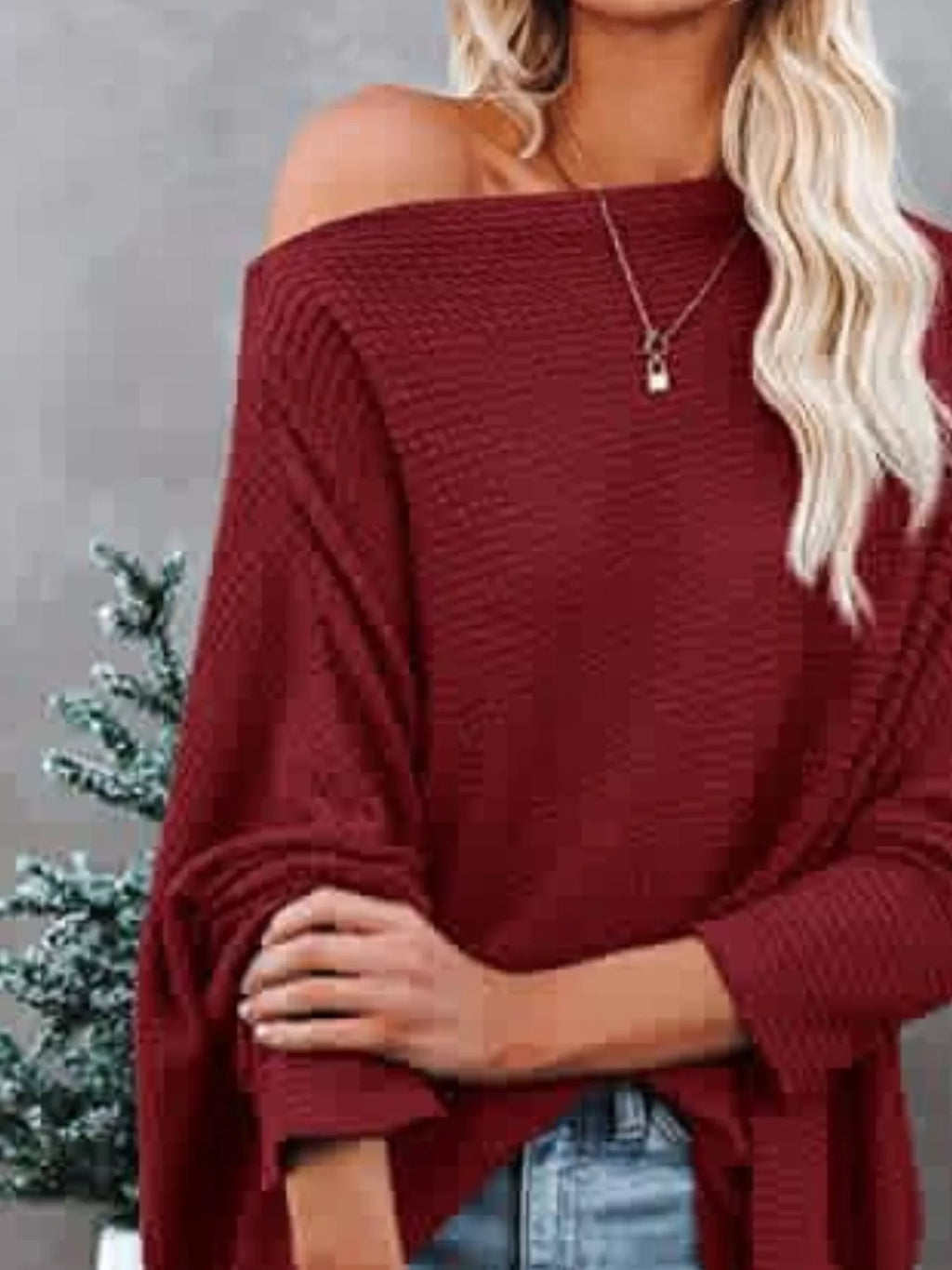 Waffle Knit Boat Neck T-Shirt - Seedandsoulful