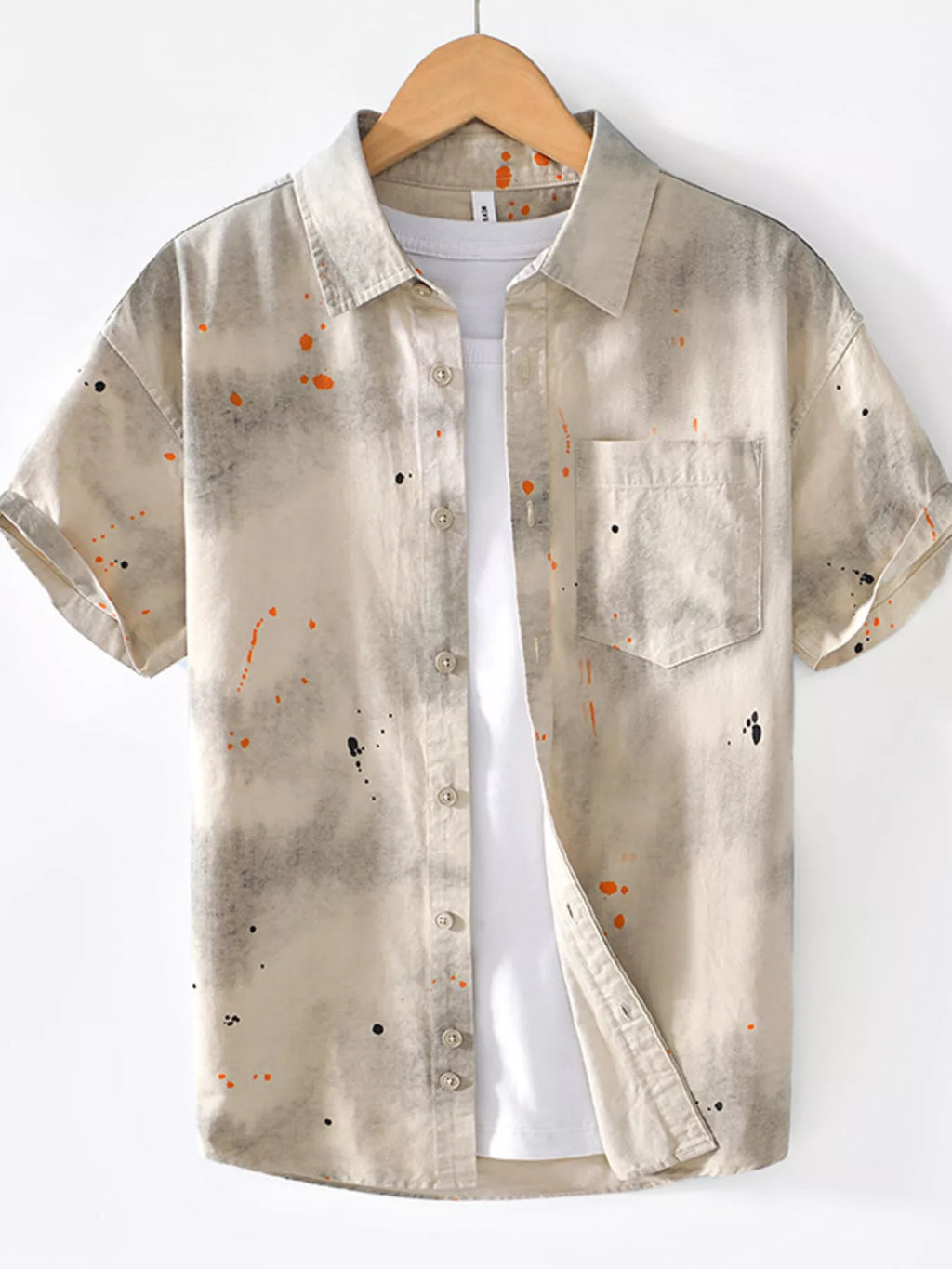 Men's Splatter Print Casual Short Sleeve Shirt - Seedandsoulful