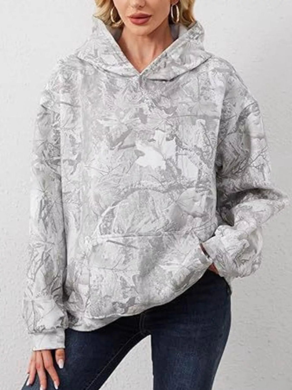 Full Size Kangaroo Pocket Long Sleeve Hoodie Plus Size - Seedandsoulful