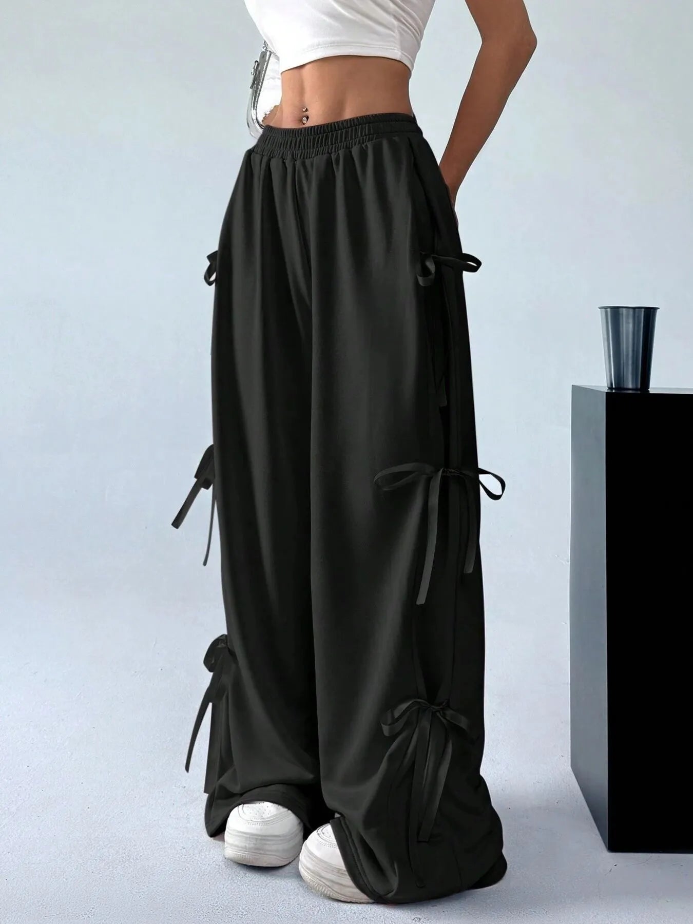 Cargo Wide Leg Pants with Side Tie Details - Seedandsoulful