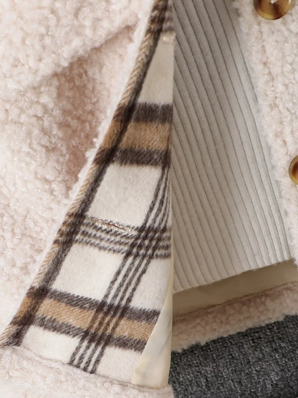 Children's Cozy Plaid Sleeve Fleece Jacket - Seedandsoulful