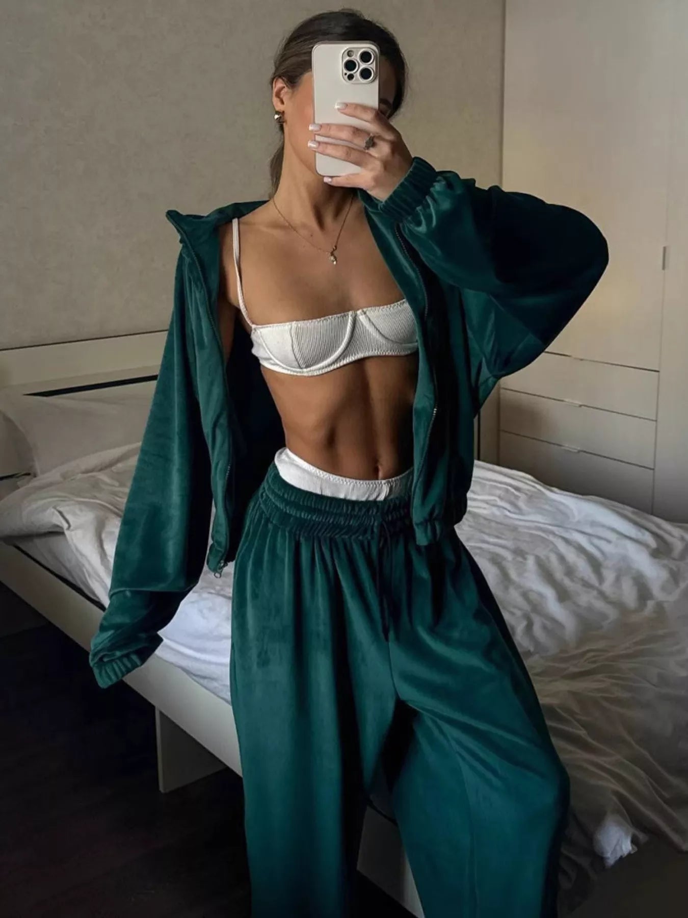 Zip Up Long Sleeve Outerwear and Pants Set - Seedandsoulful