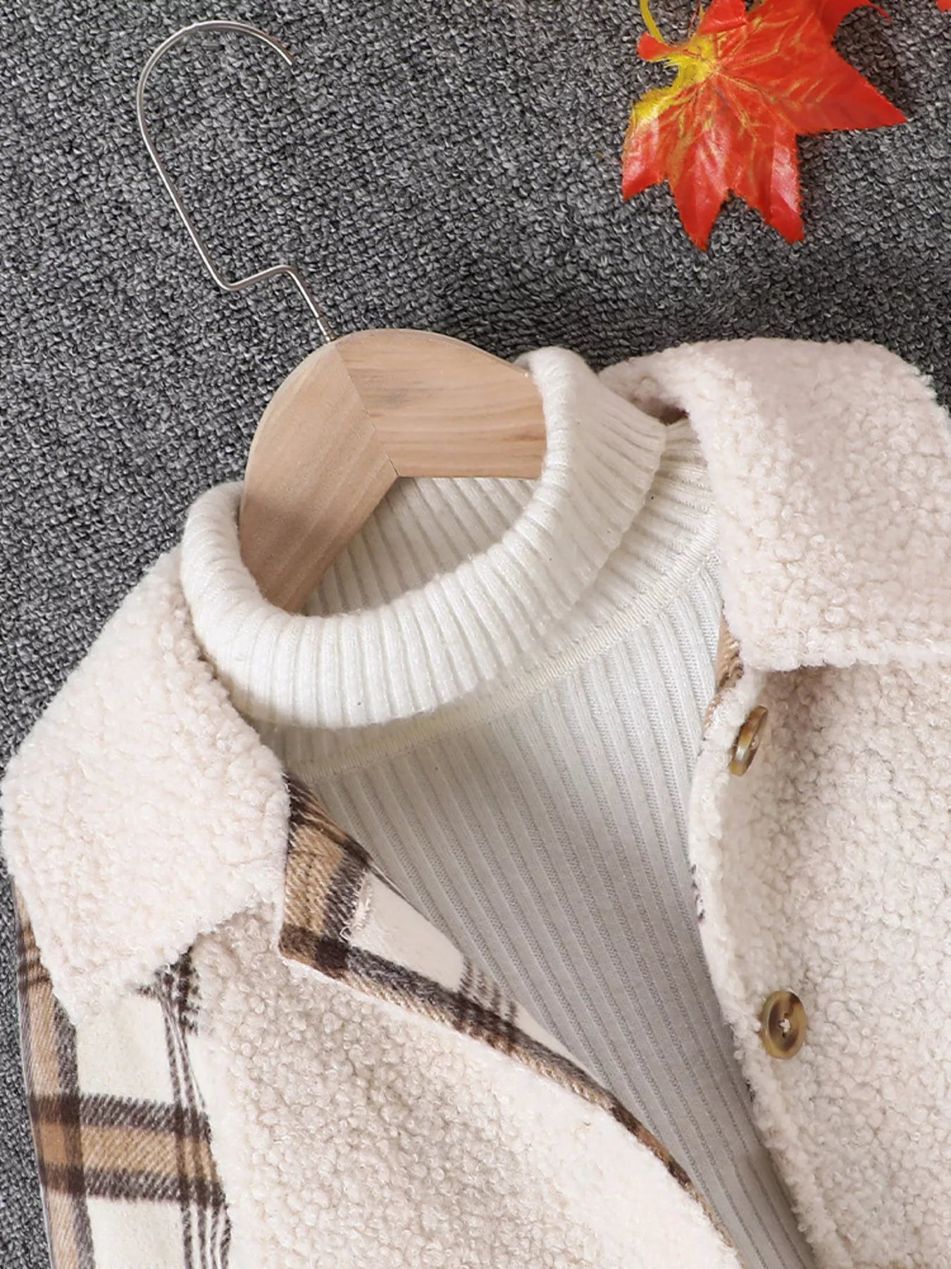 Children's Cozy Plaid Sleeve Fleece Jacket - Seedandsoulful