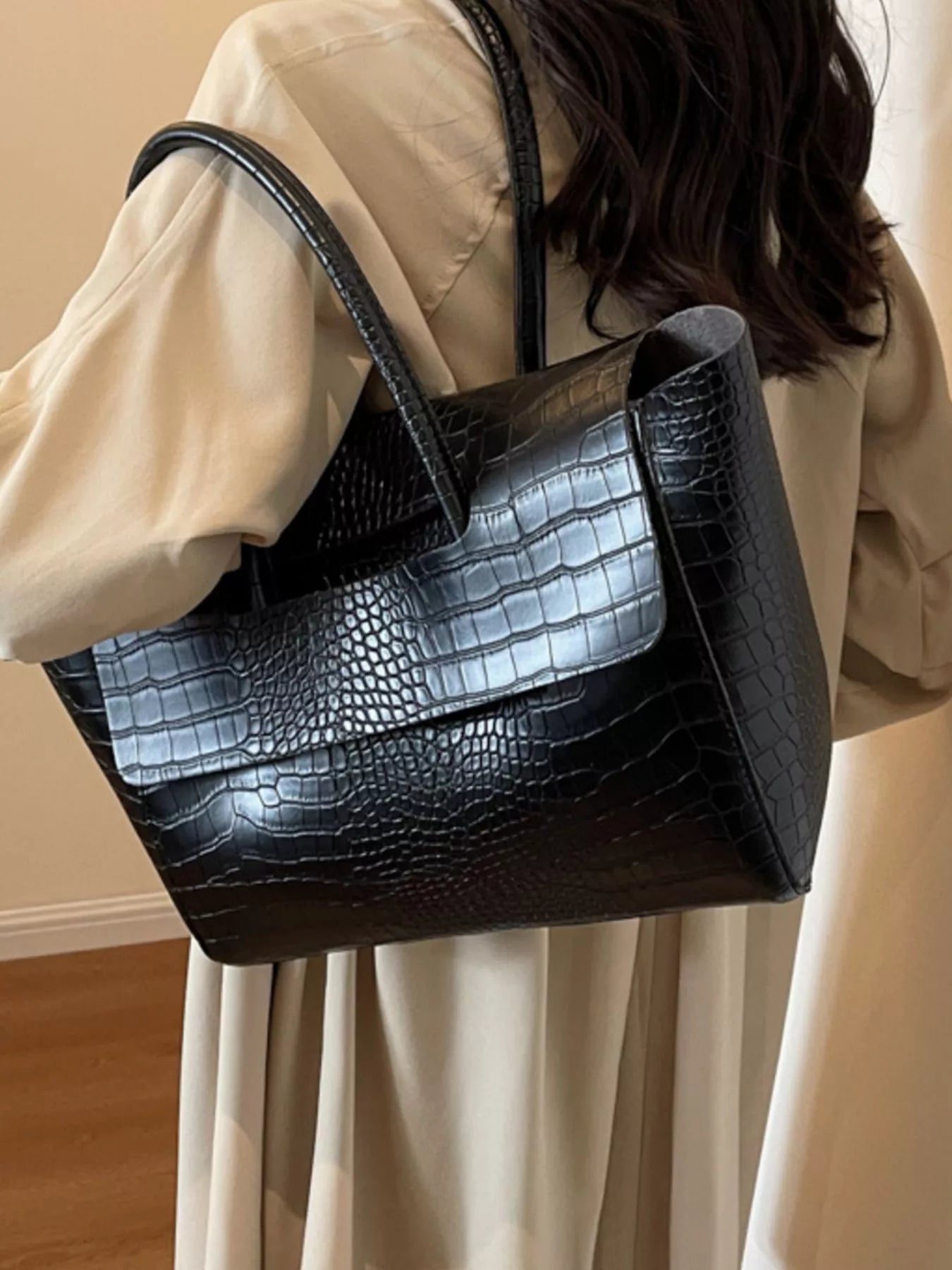 Crocodile Embossed Tote Bag - Seedandsoulful