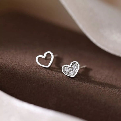 925 Sterling Silver Heart Stud Earrings - Seedandsoulful