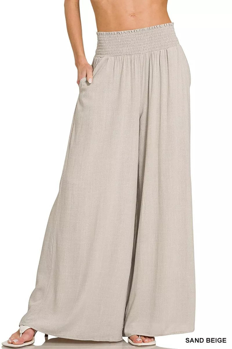 Zenana Smocked Waistband Wide Leg Lounge Pants - Seedandsoulful
