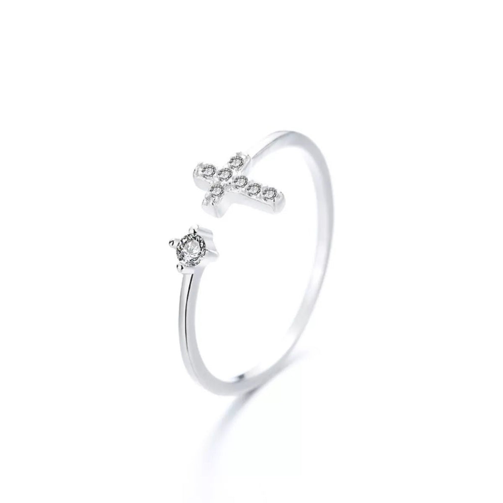 Adjustable Open Cross Ring - Seedandsoulful