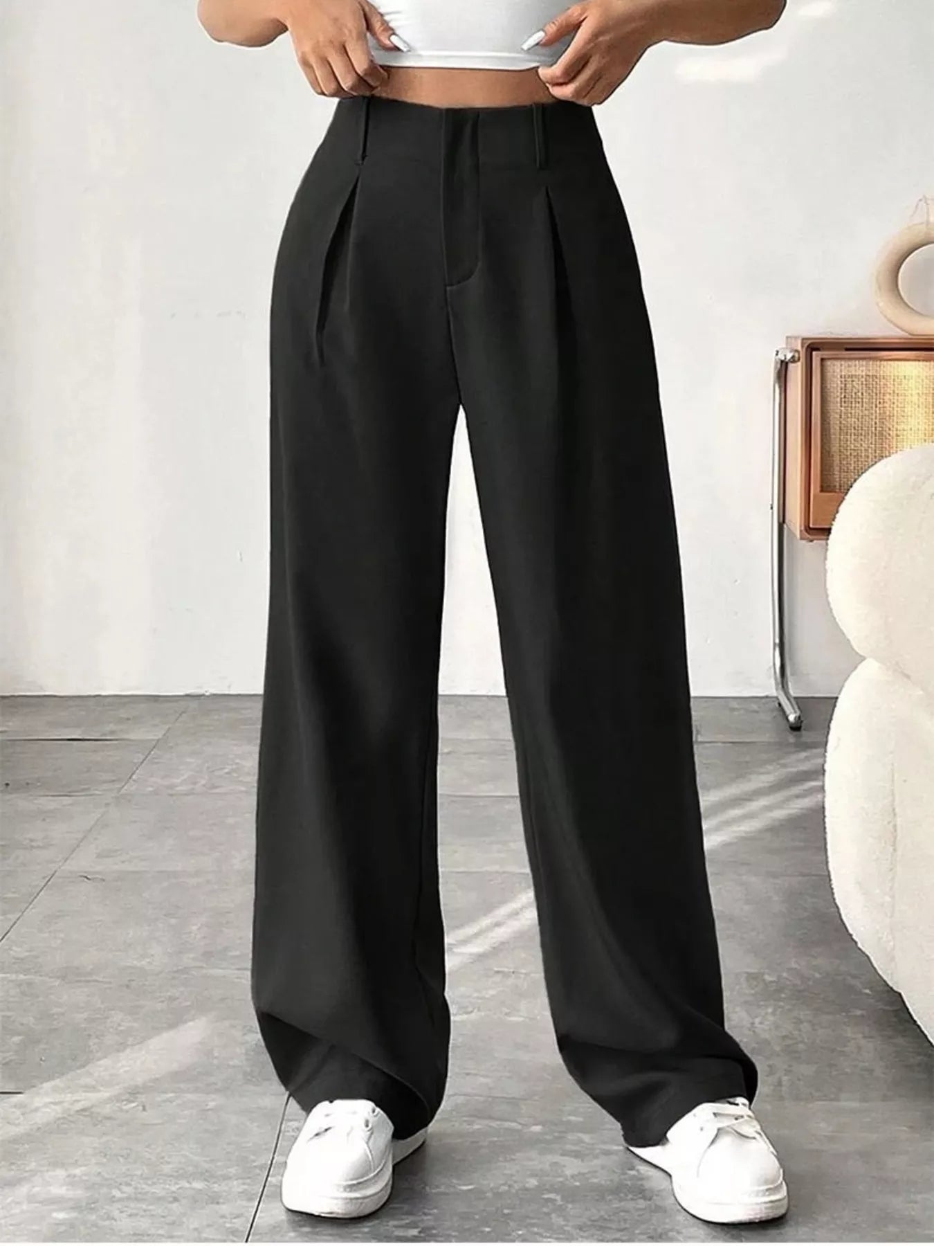 Wide Leg Pleated Pants - Seedandsoulful
