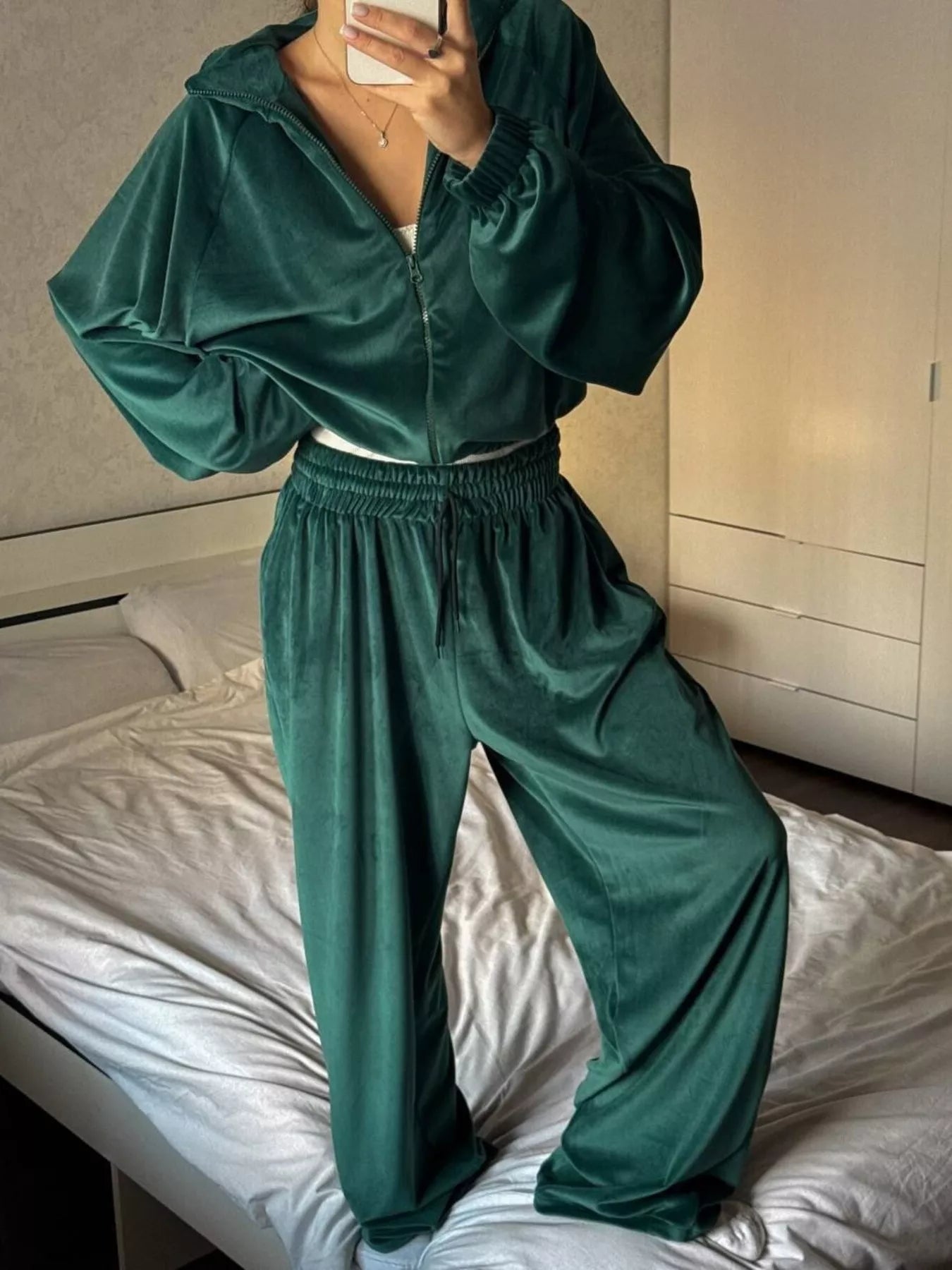 Zip Up Long Sleeve Outerwear and Pants Set - Seedandsoulful