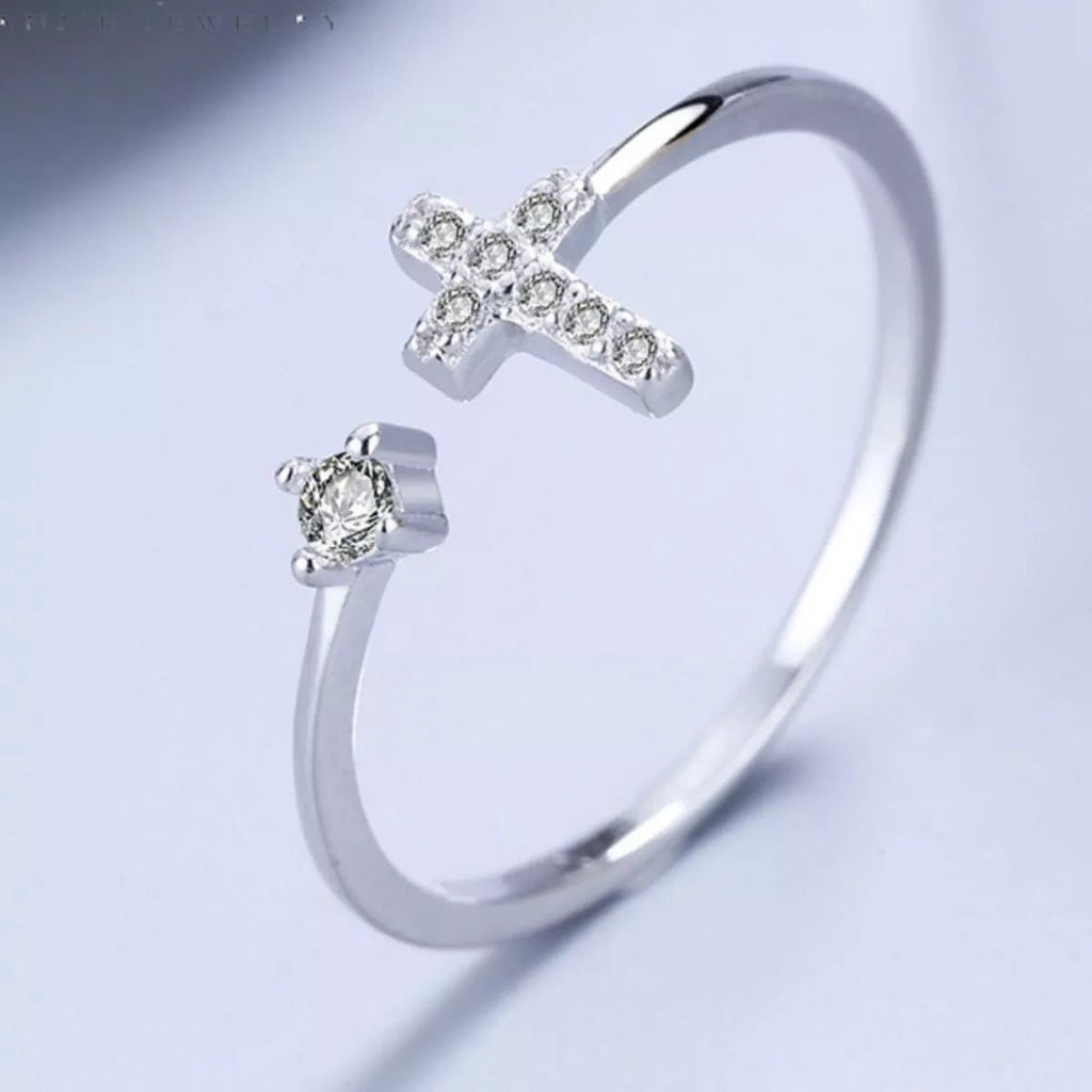 Adjustable Open Cross Ring - Seedandsoulful