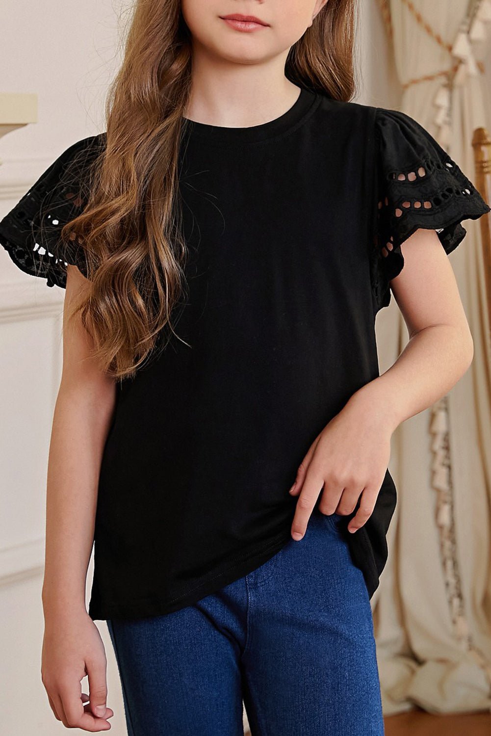 Round Neck Flutter Sleeve T-Shirt - Seedandsoulful