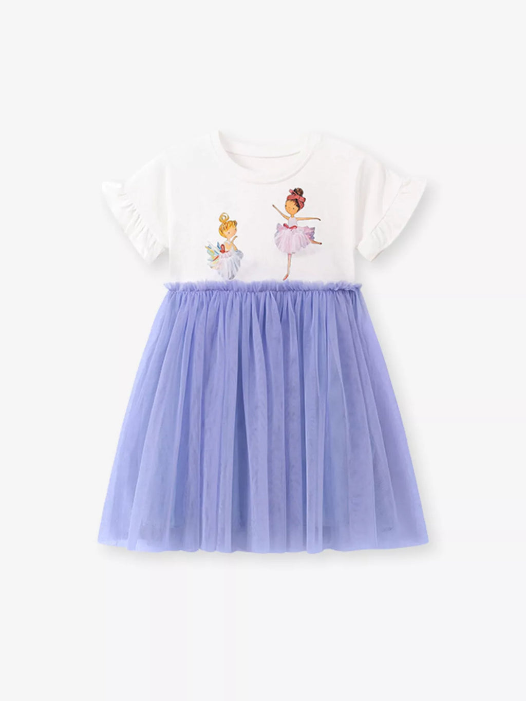 Children's Ballerina Round Neck Tulle Dress - Seedandsoulful