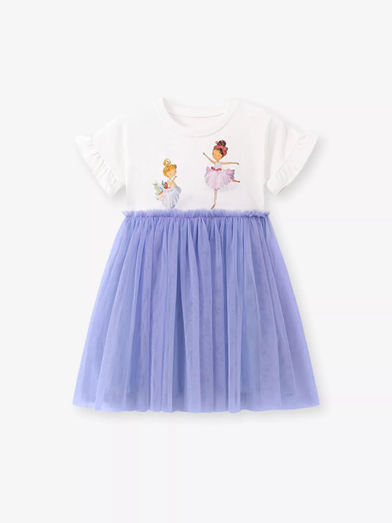 Children's Ballerina Round Neck Tulle Dress - Seedandsoulful