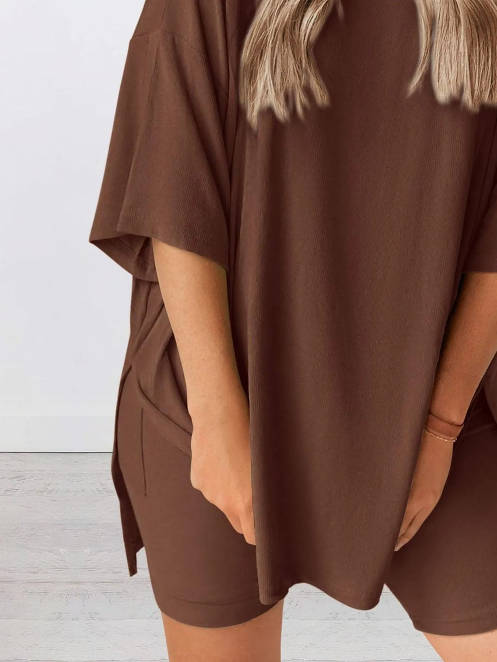 Full Size Oversized Round Neck Top and Shorts Set Plus Size - Seedandsoulful