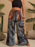 Full Size Tie - Dye Wide Leg Casual Pants Plus Size - Seedandsoulful