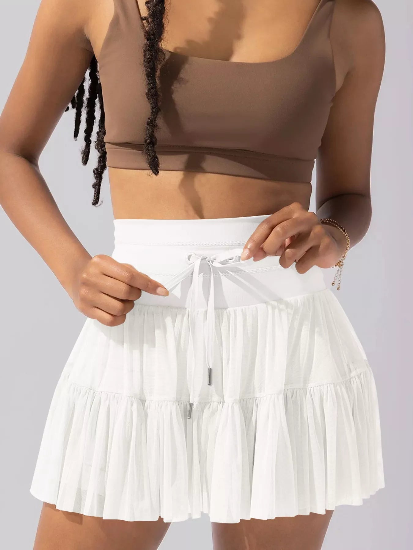 Tiered Skort with Drawstring - Seedandsoulful
