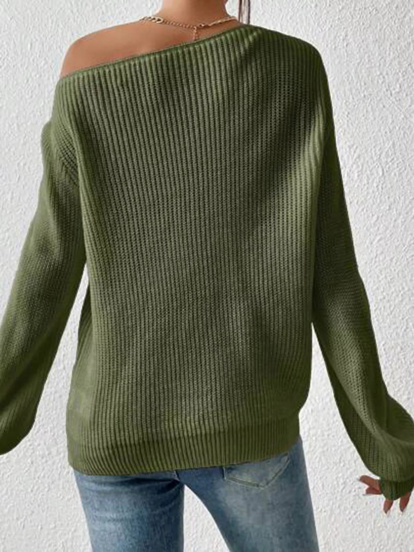 Single Shoulder Knit Sweater - Seedandsoulful