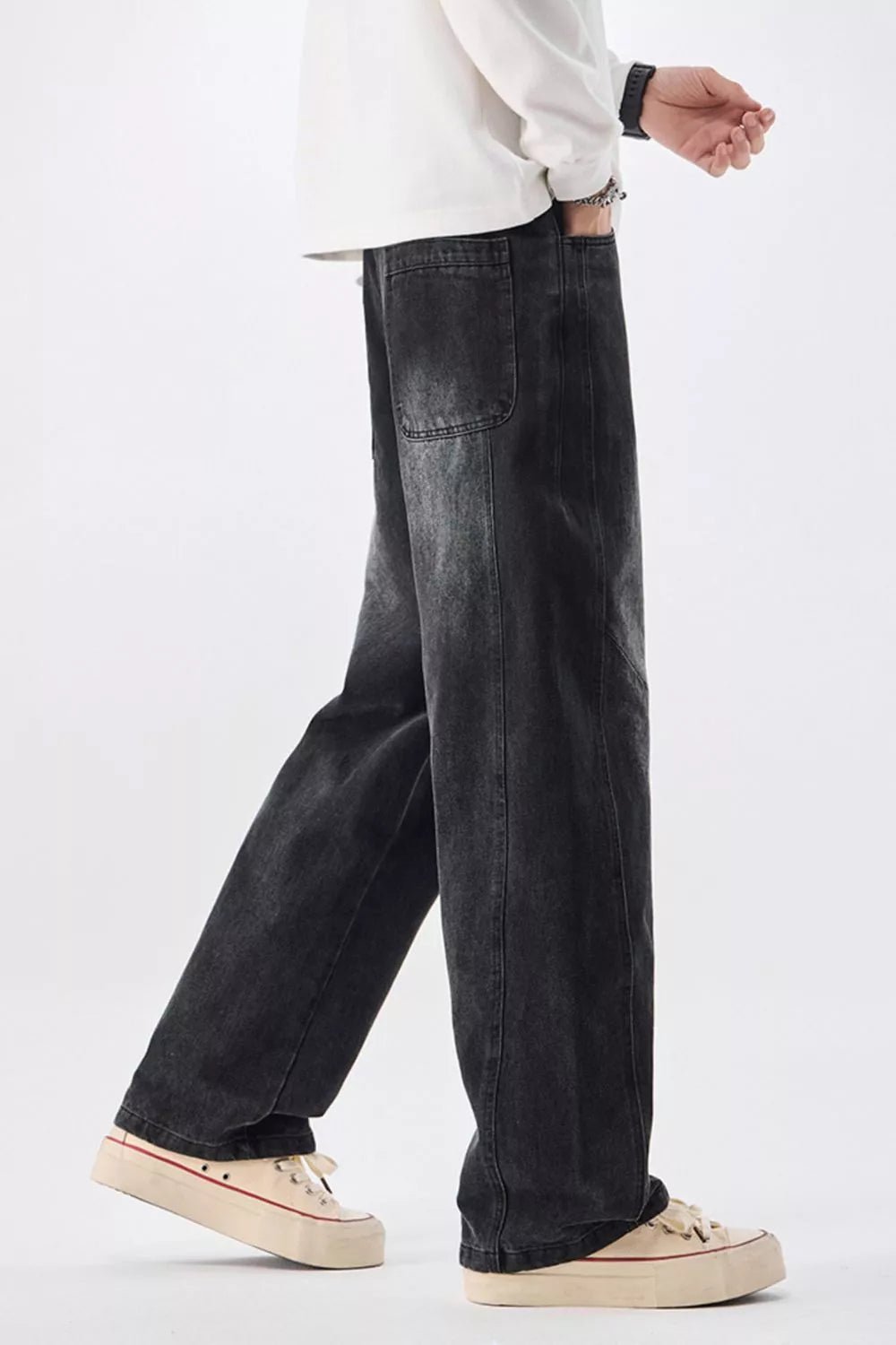 Men's Plus Size Vintage Wash Wide Leg Jeans - Seedandsoulful