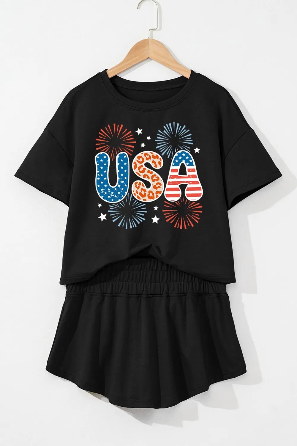 USA Graphic T-Shirt and Shorts Set - Seedandsoulful
