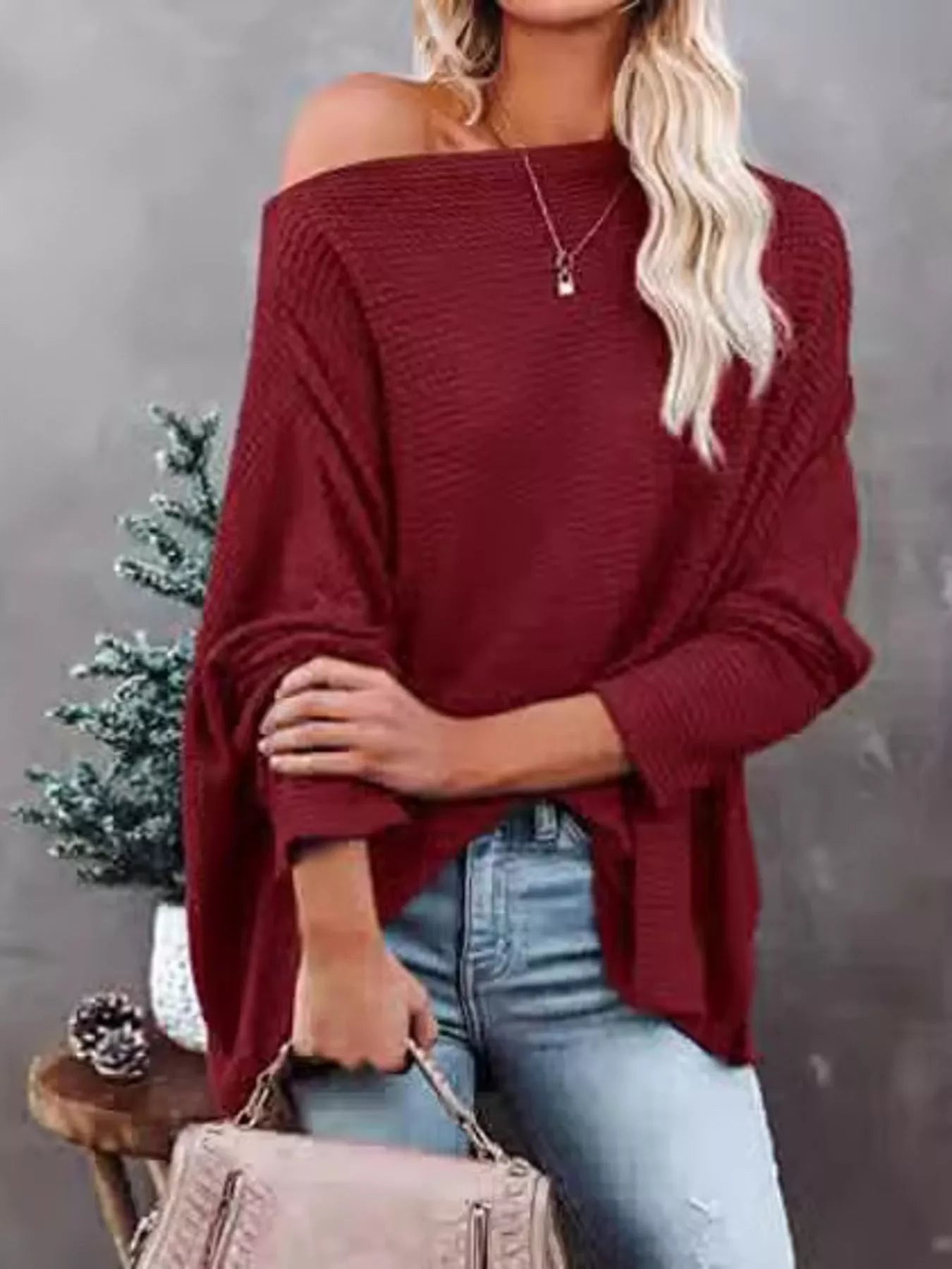 Waffle Knit Boat Neck T-Shirt - Seedandsoulful