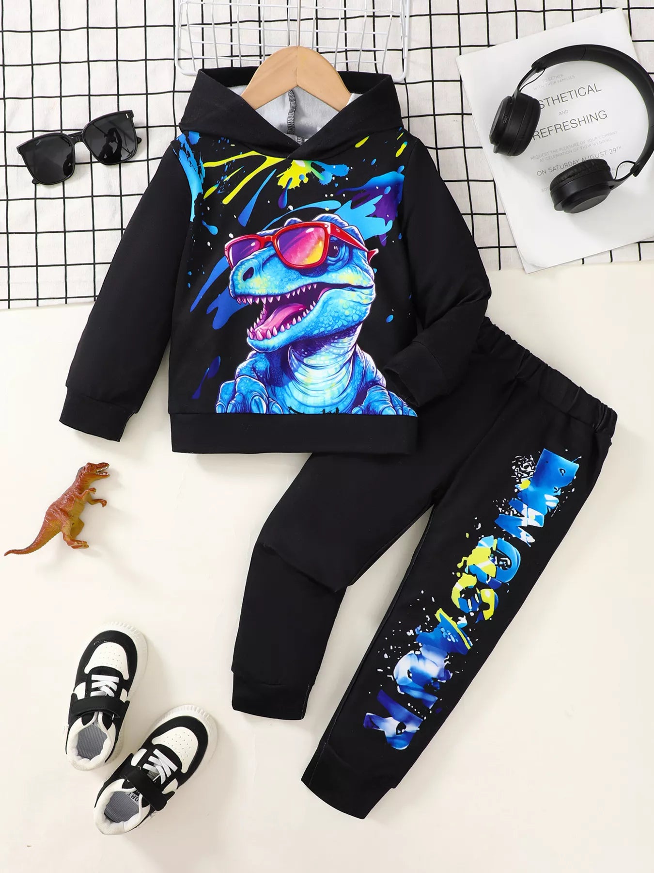 Children's Dinosaur Hoodie & Pants Set - Seedandsoulful