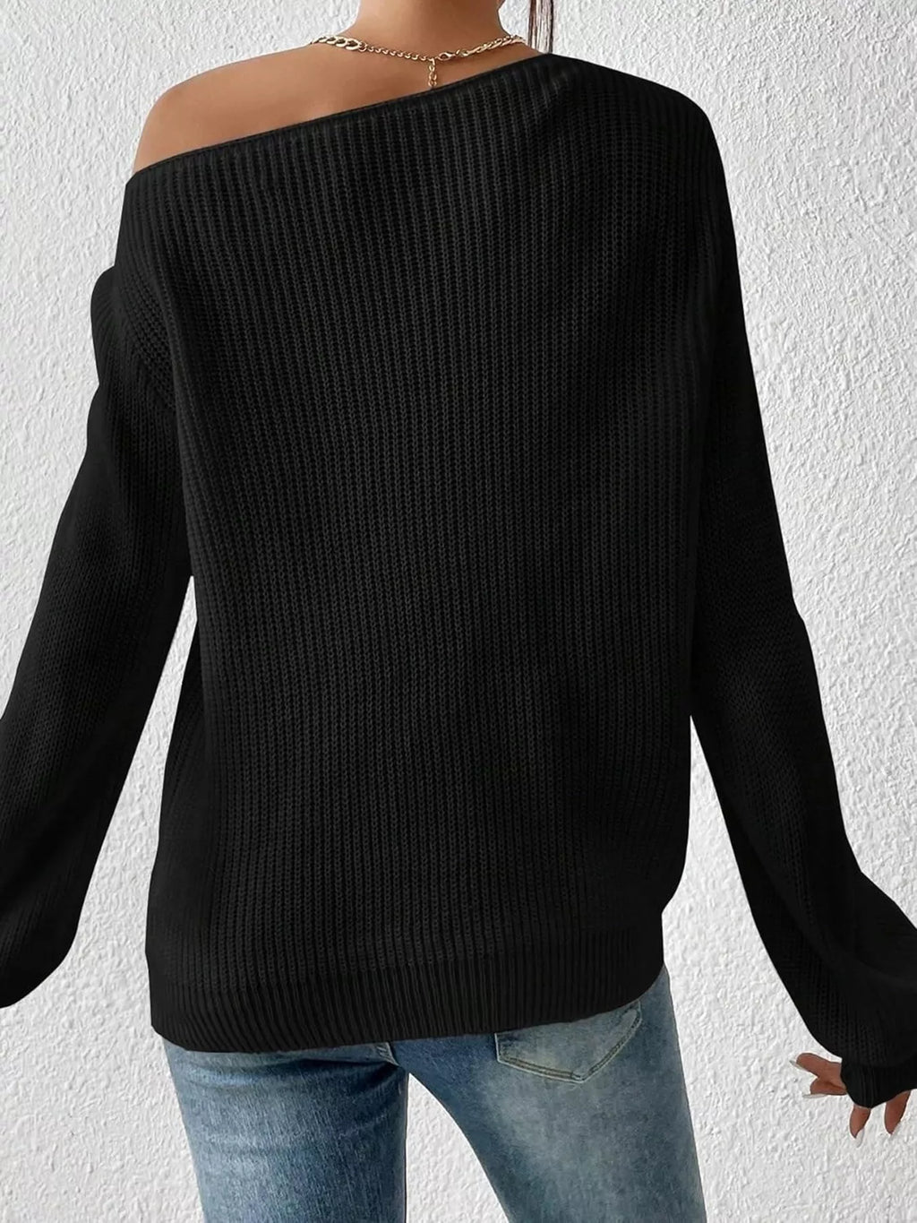 Single Shoulder Knit Sweater - Seedandsoulful