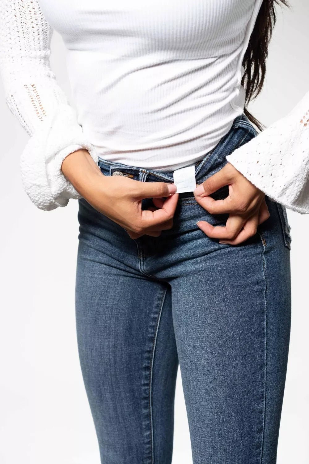 Judy Blue High Waist Skinny Jeans with Destroy & Shark Bit Hem - Seedandsoulful