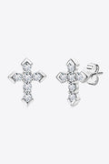 Moissanite Cross Stud Earrings - Seedandsoulful