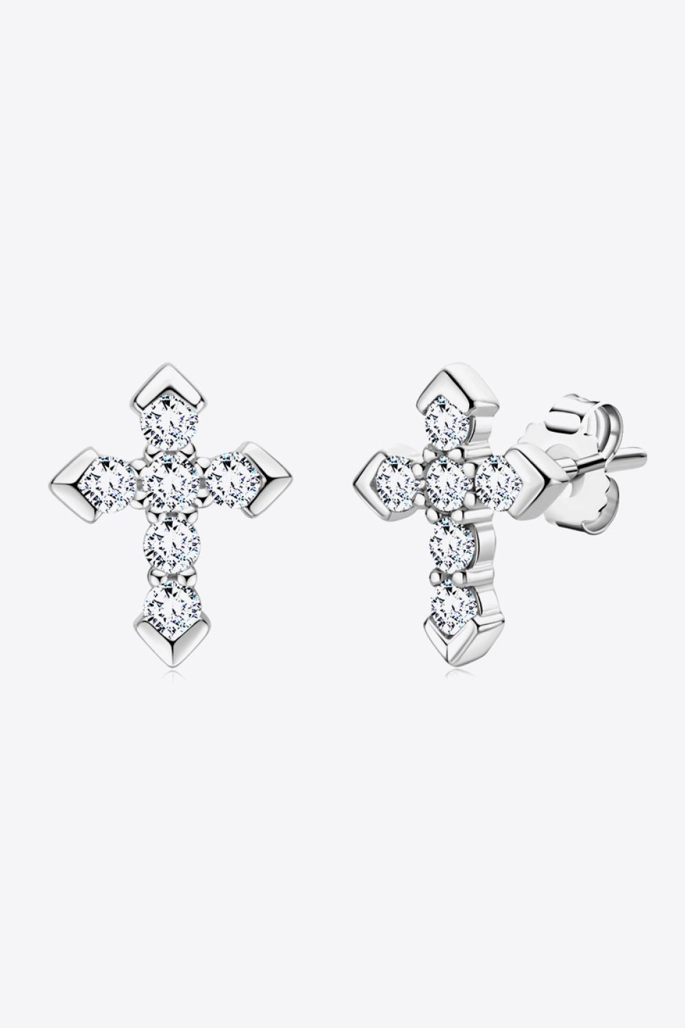 Moissanite Cross Stud Earrings - Seedandsoulful