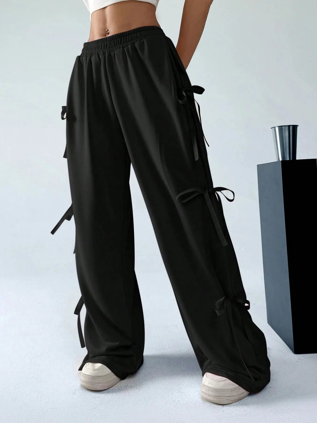 Cargo Wide Leg Pants with Side Tie Details - Seedandsoulful