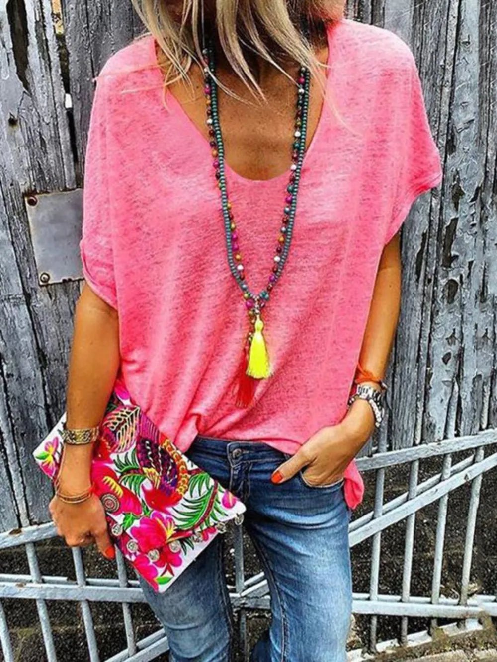 Full Size Scoop Neck Short Sleeve T-Shirt - Seedandsoulful