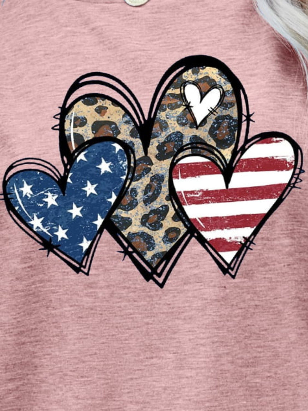 US Flag Leopard Heart Graphic Tee - Seedandsoulful