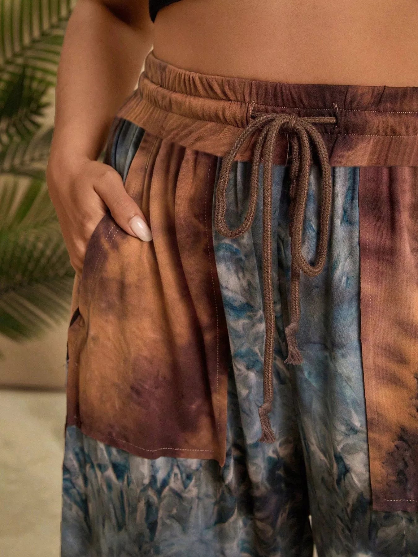 Full Size Tie - Dye Wide Leg Casual Pants Plus Size - Seedandsoulful