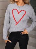 Valentine's Day Heart Graphic Dropped Shoulder Sweater - Seedandsoulful