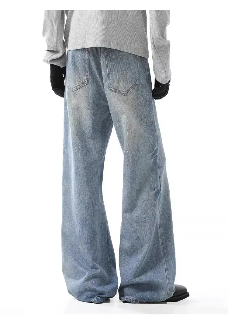 Men's Washed Wide Leg Jeans - Seedandsoulful