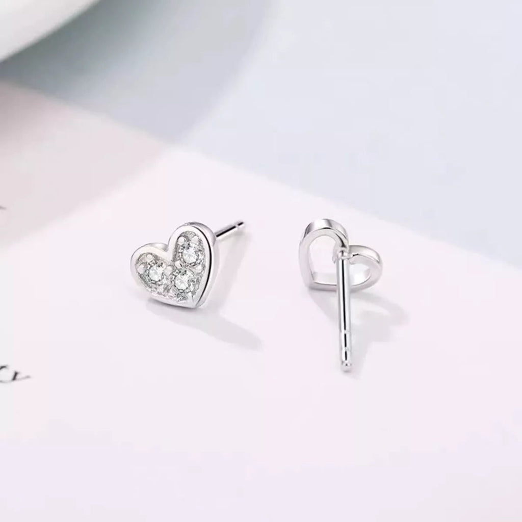 925 Sterling Silver Heart Stud Earrings - Seedandsoulful
