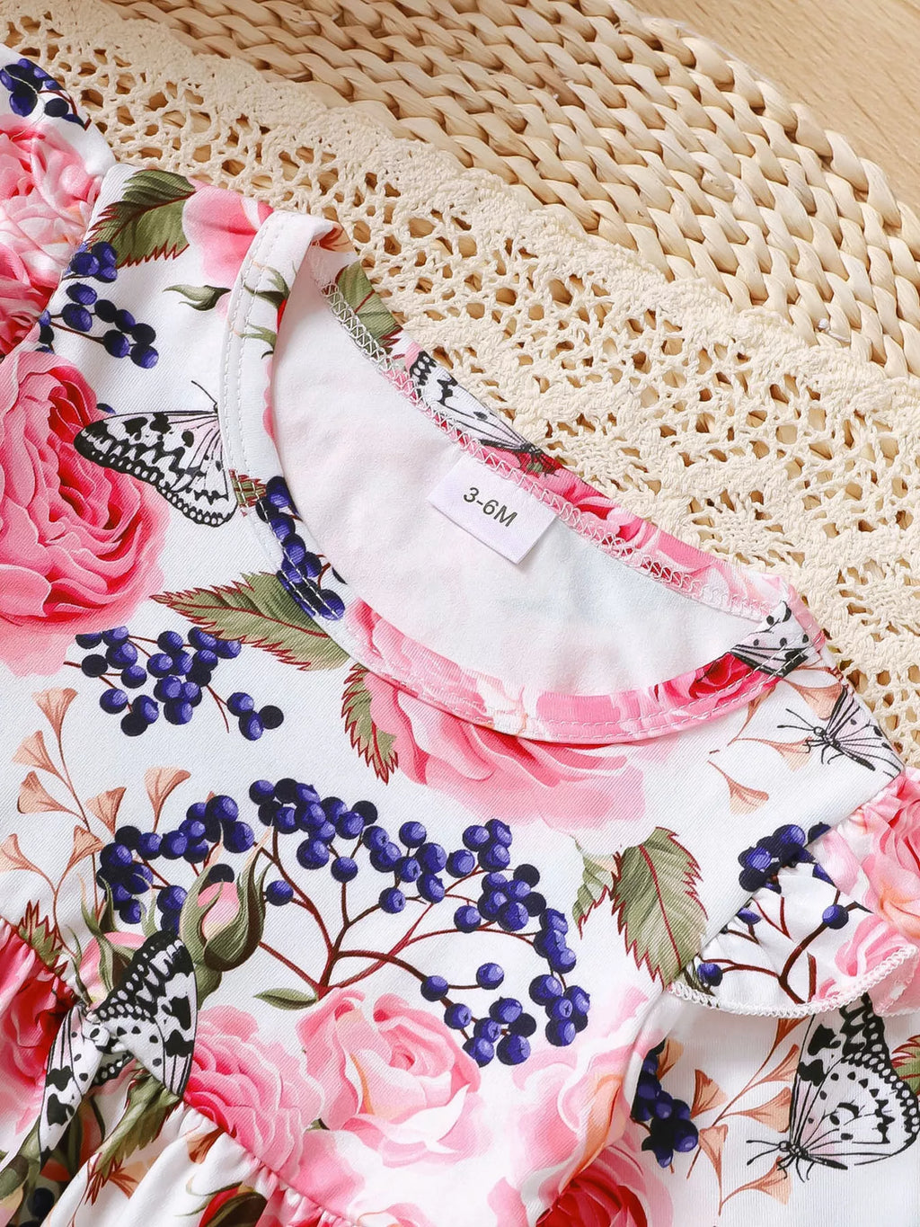 Children's Floral Ruffle Trim Top & Distressed Jeans Set - Seedandsoulful