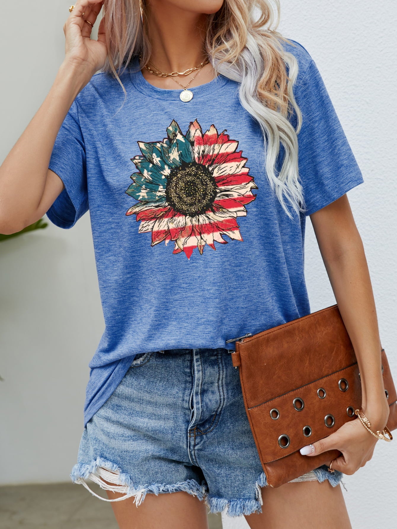 US Flag Flower Graphic Tee - Seedandsoulful