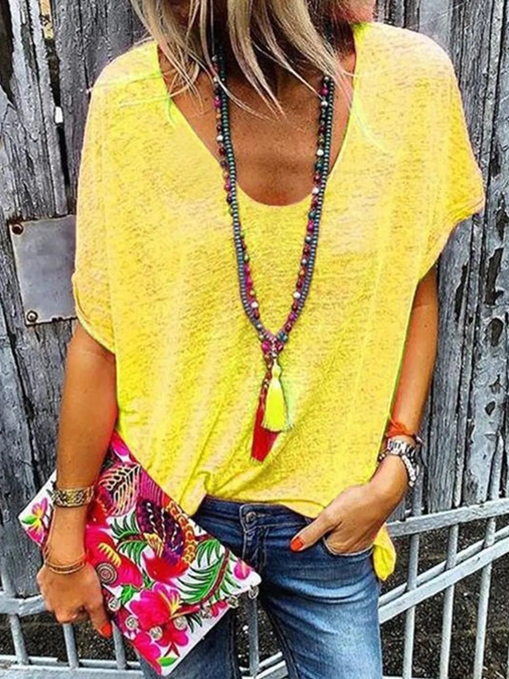 Full Size Scoop Neck Short Sleeve T-Shirt - Seedandsoulful
