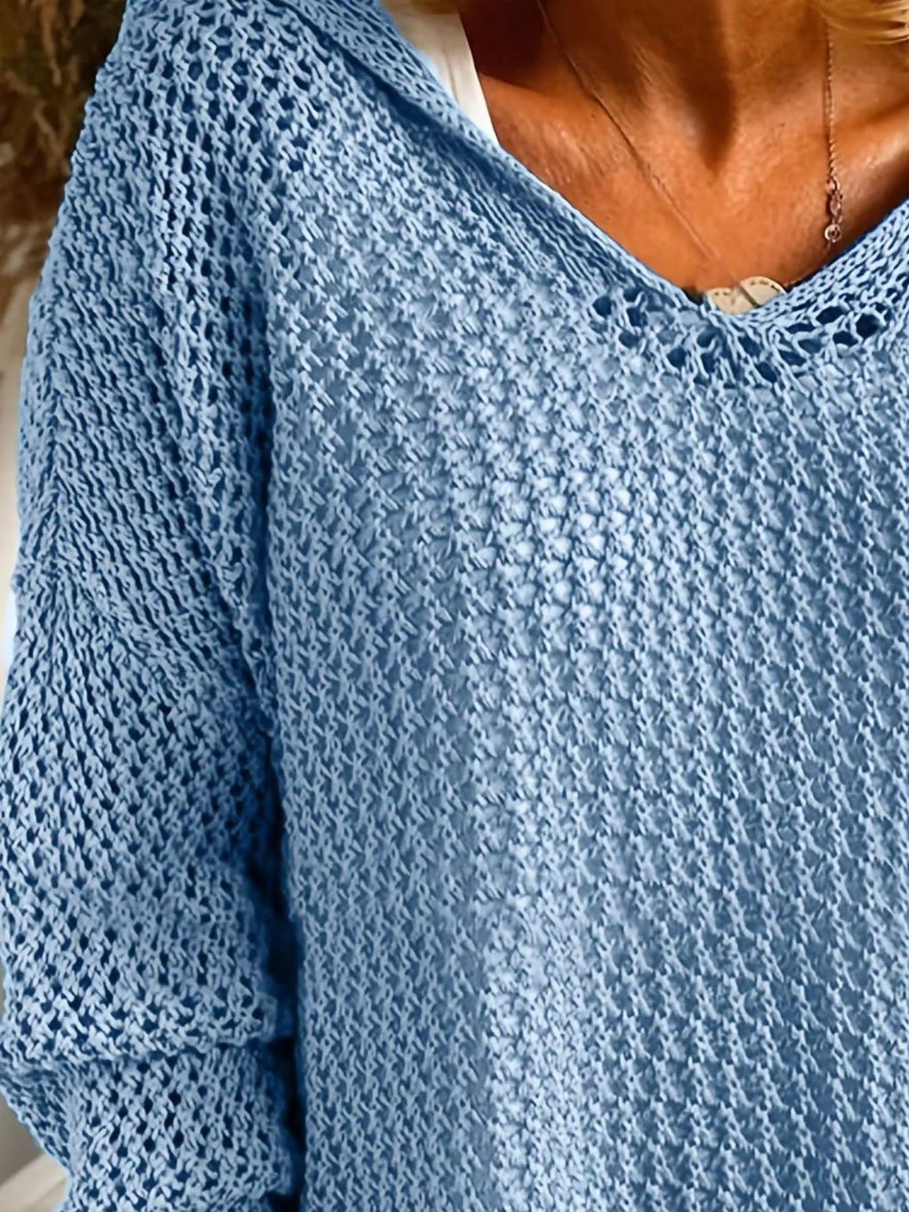 Openwork Long Sleeve Hooded Knit Cover Up - Seedandsoulful