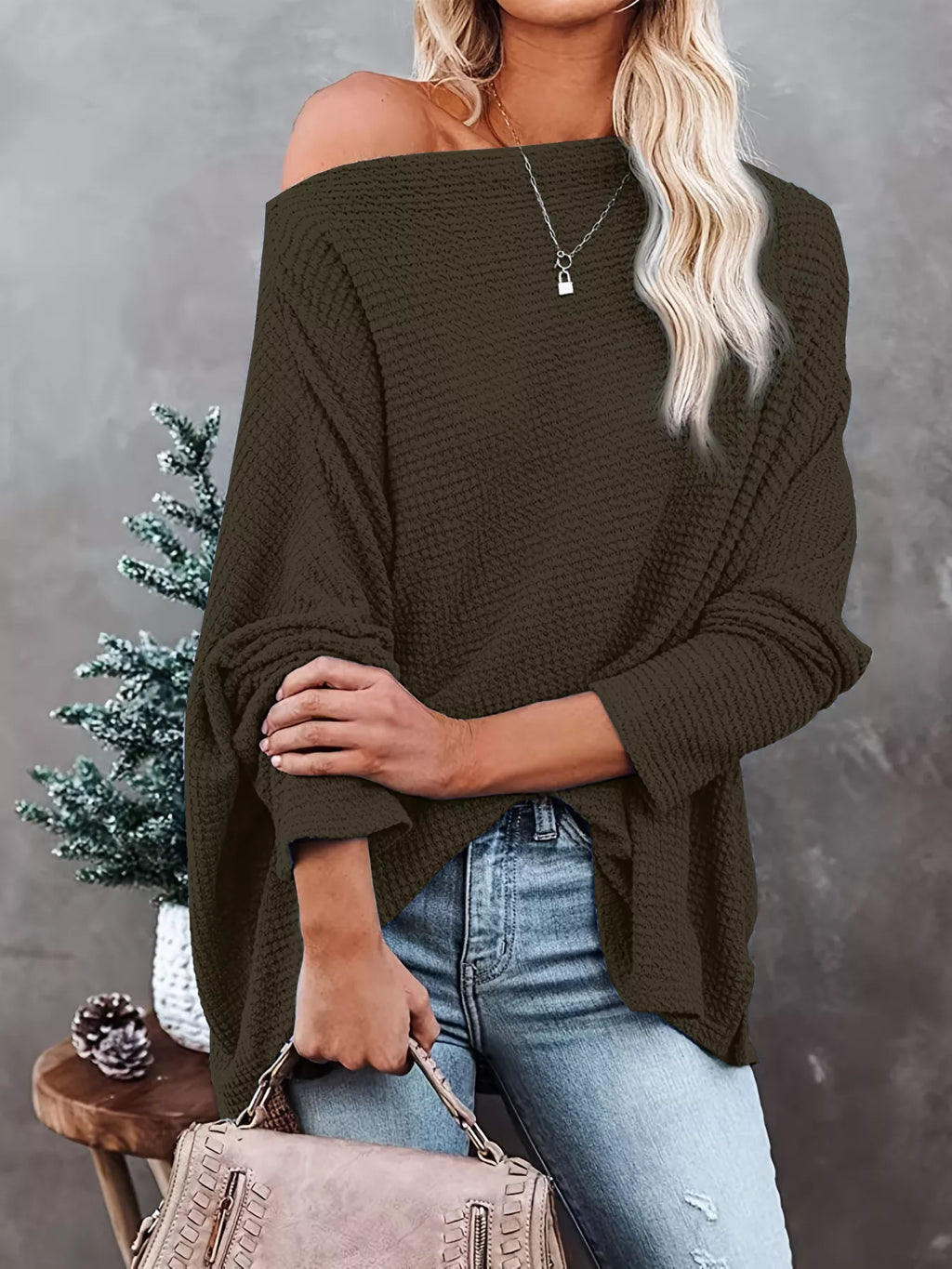 Waffle Knit Boat Neck T-Shirt - Seedandsoulful